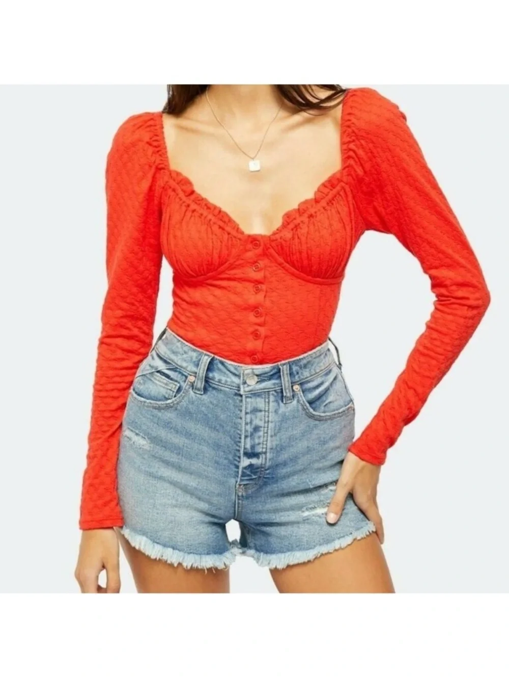 Free People Ladybug Long Sleeve Cropped Top Size Medium